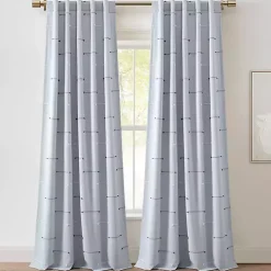 Blue Clipped Stripe Curtain Panel Set, 84 in.