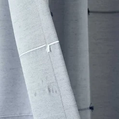 Blue Clipped Stripe Curtain Panel Set, 84 in.