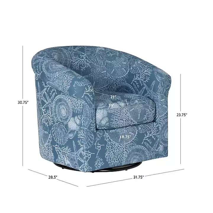 Blue Coastal Bonnie Swivel Accent Chair