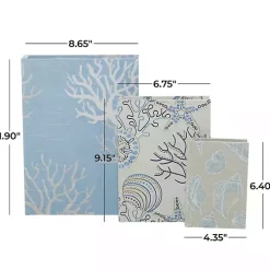 Blue Coastal Canvas Book Boxes, Set of 3