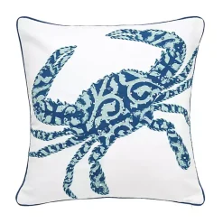Blue Crab Embellished Pillow