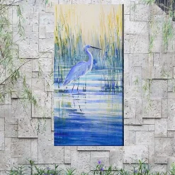 Blue Crane Outdoor Canvas Art Print, 24x48 in.