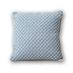 Blue Cross-stitch Woven Pillow