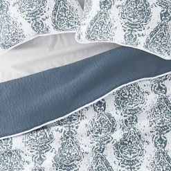 Blue Damask Reversible 2-pc. Twin Quilt Set