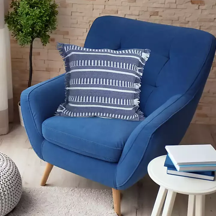 Blue Dash Stripe Indoor/Outdoor Pillow