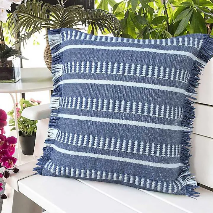 Blue Dash Stripe Indoor/Outdoor Pillow