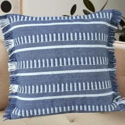 Blue Dash Stripe Indoor/Outdoor Pillow