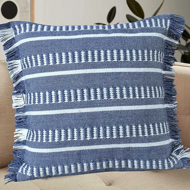 Blue Dash Stripe Indoor/Outdoor Pillow