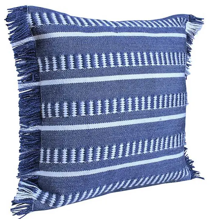 Blue Dash Stripe Indoor/Outdoor Pillow
