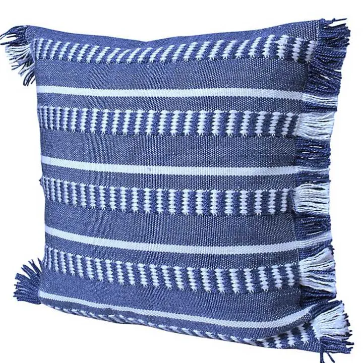 Blue Dash Stripe Indoor/Outdoor Pillow