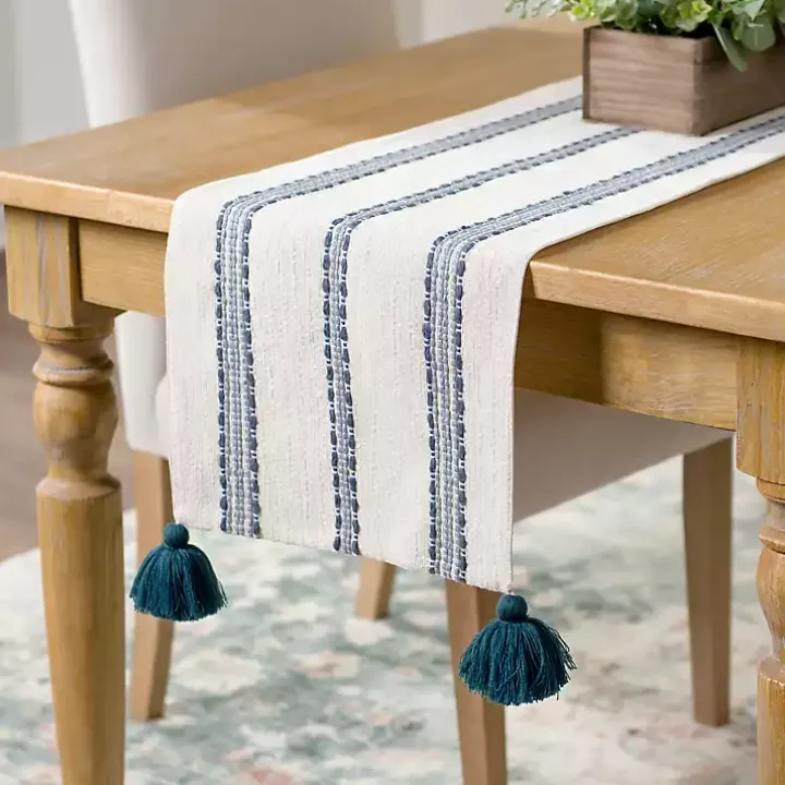 Blue Dashes Table Runner