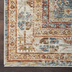 Blue Distressed Multi Medallion Area Rug, 5x7