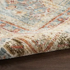 Blue Distressed Multi Medallion Area Rug, 5x7