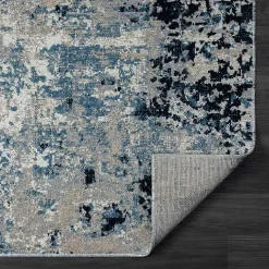 Blue Distressed Washable Area Rug, 7x9