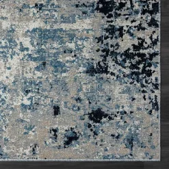Blue Distressed Washable Area Rug, 7x9