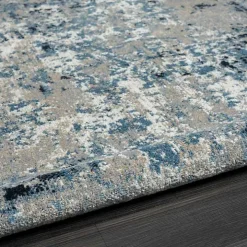 Blue Distressed Washable Area Rug, 7x9