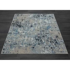 Blue Distressed Washable Area Rug, 7x9