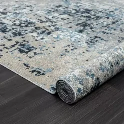 Blue Distressed Washable Area Rug, 7x9