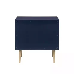 Blue 2-Drawer Nightstand with Gold Hardware