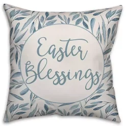 Blue Easter Blessings Floral Pillow