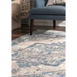 Blue Eli Medallion Fringe Area Rug, 4x6