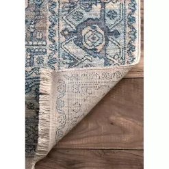 Blue Eli Medallion Fringe Area Rug, 5x8