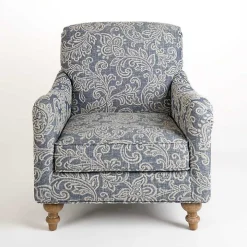 Blue Floral English Armchair