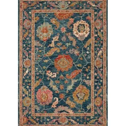 Blue Floral Fernanda Wool Area Rug, 5x7