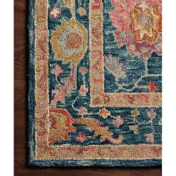 Blue Floral Fernanda Wool Area Rug, 5x7