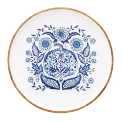 Blue Floral Pumpkin Serving Tray