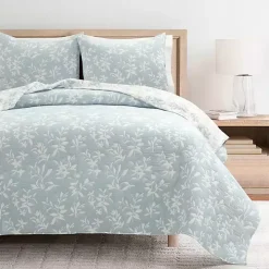 Blue Floral Reversible 3-pc. King Quilt Set