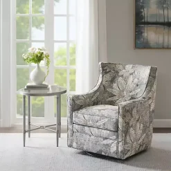 Blue Floral Swivel Mica Glider Accent Chair