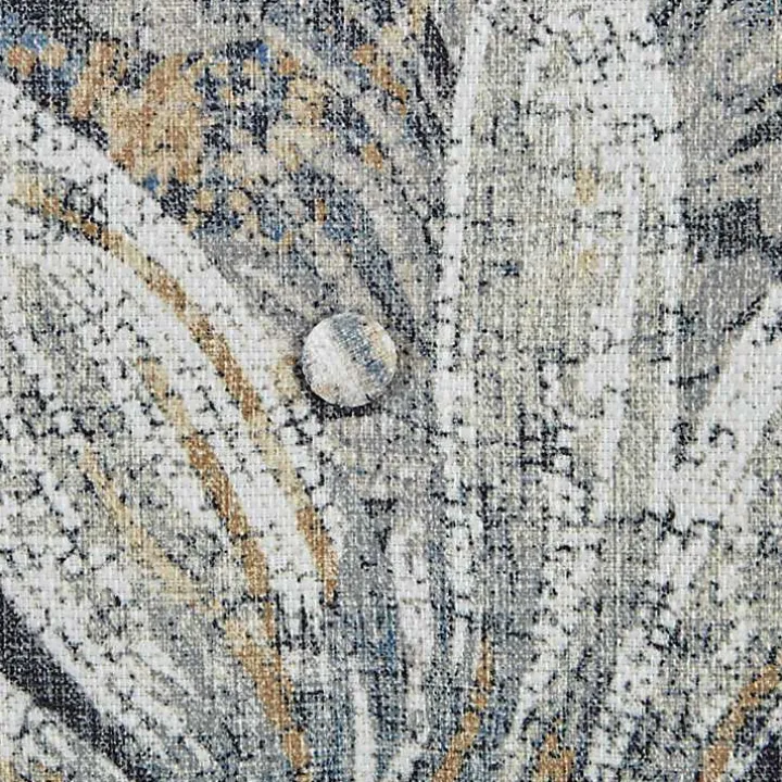 Blue Floral Swivel Mica Glider Accent Chair