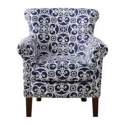Blue Fretwork Accent Club Chair