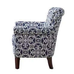 Blue Fretwork Accent Club Chair