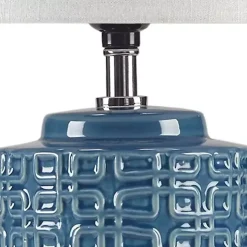 Blue Geometric Ceramic Table Lamp