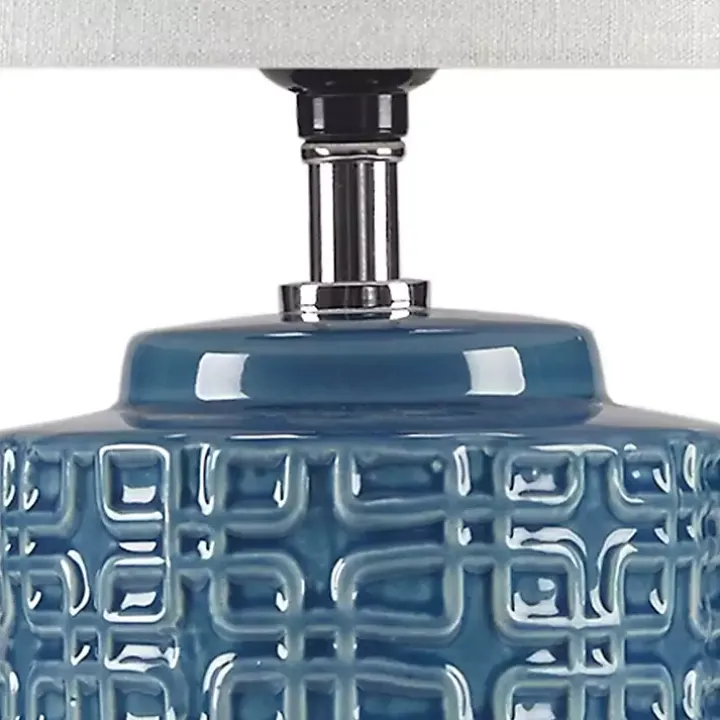 Blue Geometric Ceramic Table Lamp