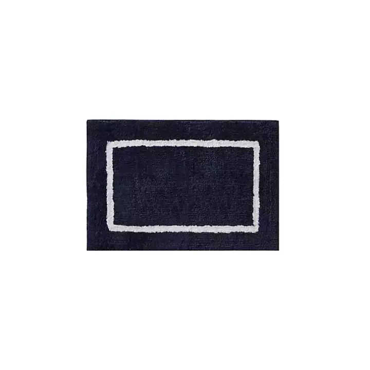 Blue Geometric Pattern Reversible Bath Mat, 34 in.