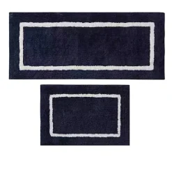 Blue Geometric Pattern Reversible Bath Mat, 34 in.