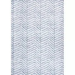 Blue Geometric Pattern Washable Area Rug, 3x5