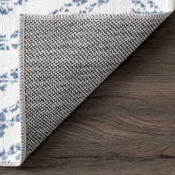 Blue Geometric Pattern Washable Area Rug, 3x5