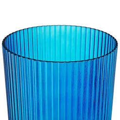Blue Glass Vase with Silver Pedestal Base, 20 in.