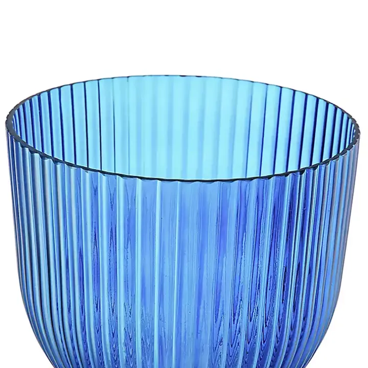Blue Glass Vase with Silver Pedestal Base, 16 in.