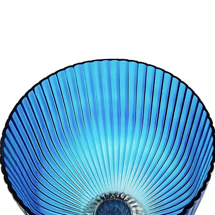 Blue Glass Vase with Silver Pedestal Base, 16 in.