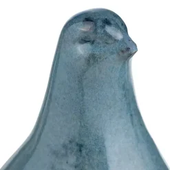 Blue Glazed Ceramic Bird Figurines, Set of 3