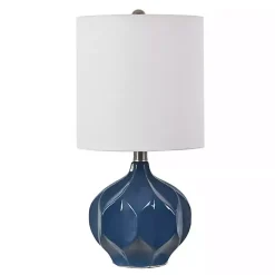 Blue Glazed Geometric Table Lamp