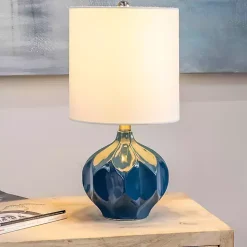 Blue Glazed Geometric Table Lamp