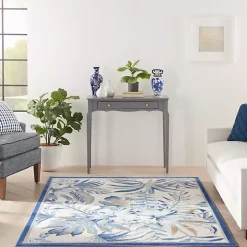 Blue Grand Leaf Coastal Area Rug, 5x7