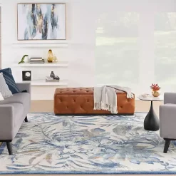 Blue Grand Leaf Coastal Area Rug, 7x9