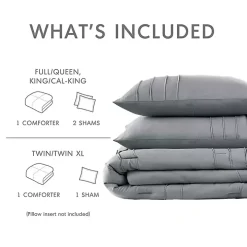 Blue Gray Pleated Grid 3-pc. King Comforter Set